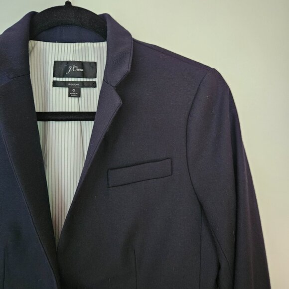 J. Crew Regent Blazer in Wool Flannel Wome's Sz 0 Navy Blue Academia Corporate - Picture 7 of 11
